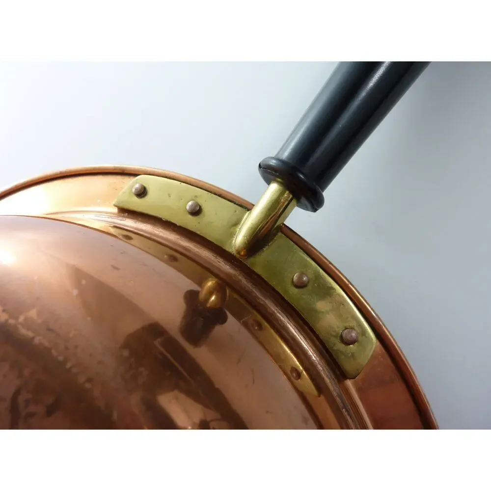 Vintage Copper Tin Lined Sauté Frying Pan Cookware Unbranded 10 Inch No Lid